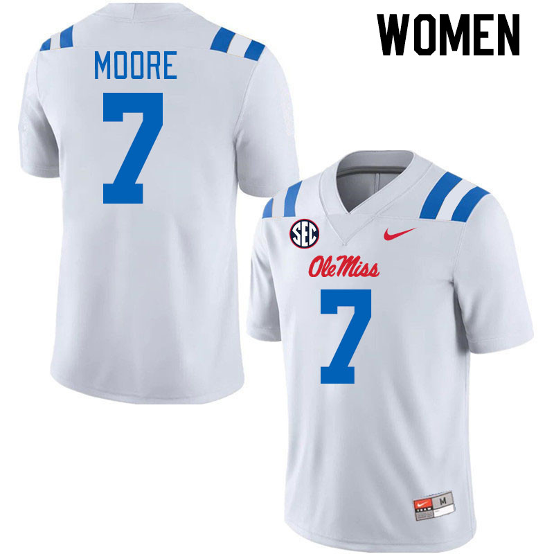 Women #7 Louis Moore Ole Miss Rebels 2024 New Uniforms College Football Jerseys Stitched-White